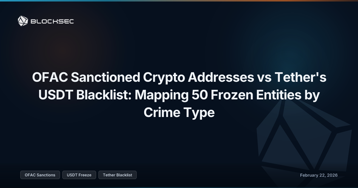OFAC Sanctioned Crypto Addresses vs Tether's USDT Blacklist: Mapping 50 Frozen Entities by Crime Type