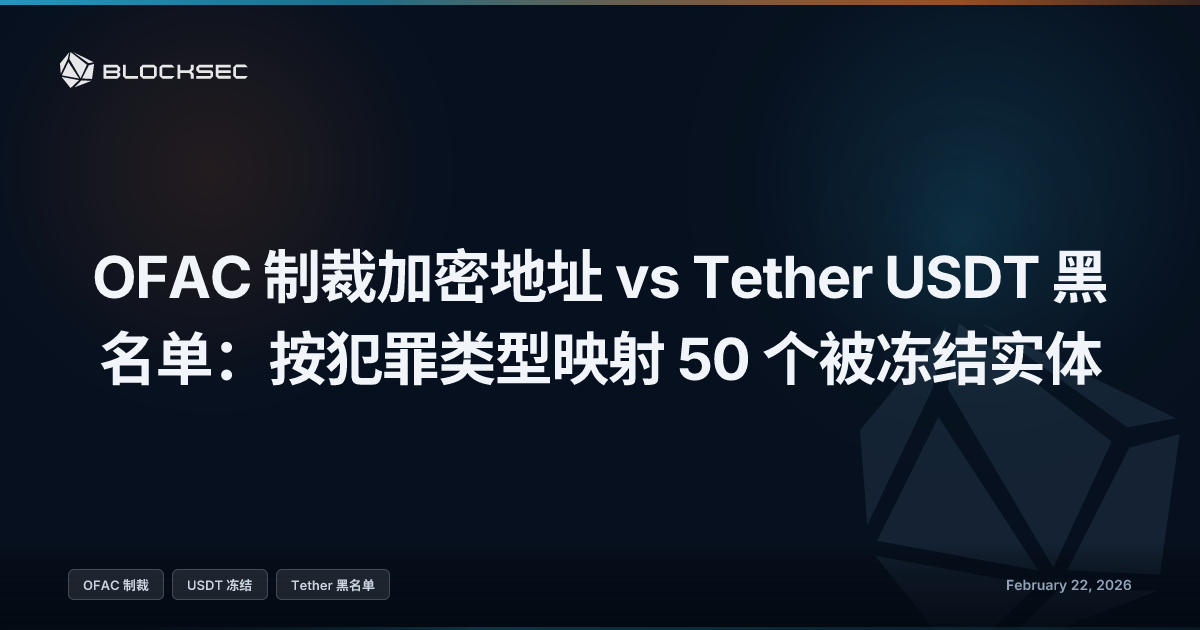 OFAC 制裁加密地址 vs Tether USDT 黑名单：按犯罪类型映射 50 个被冻结实体
